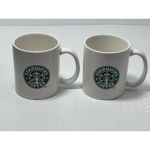 Set of two original Starbucks 2004 green logo Mermaid coffee mugs cups